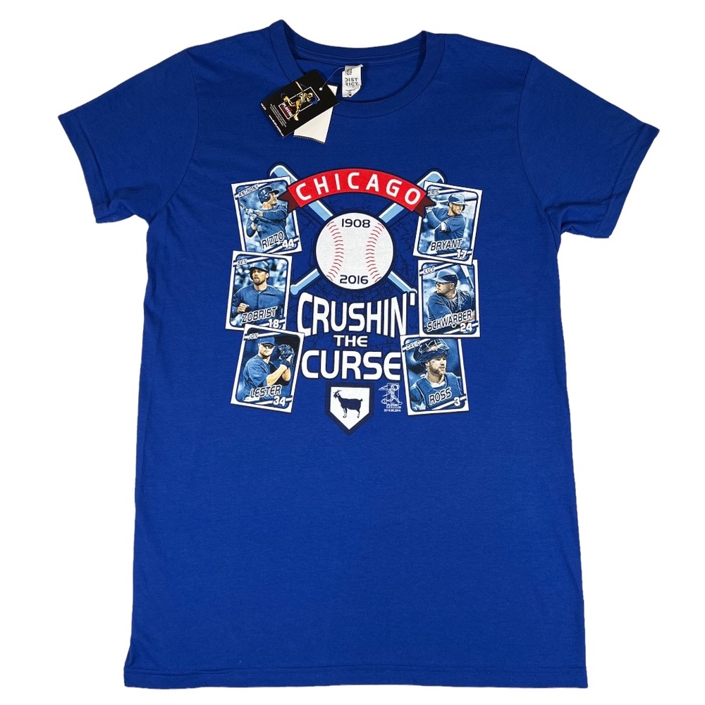 MLB CHICAGO CUBS SHIRT WOMENS LARGE 2016 WORLD SERIES CRUSHIN THE CURSE